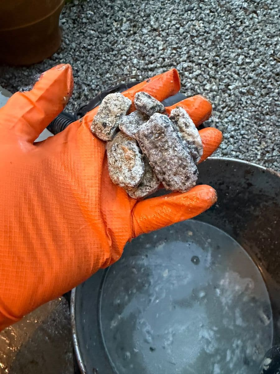 Stones cleared from a drain